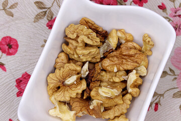top view walnuts in a jar