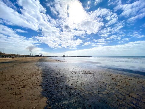 Coal deposits on Aberavon beach south wales