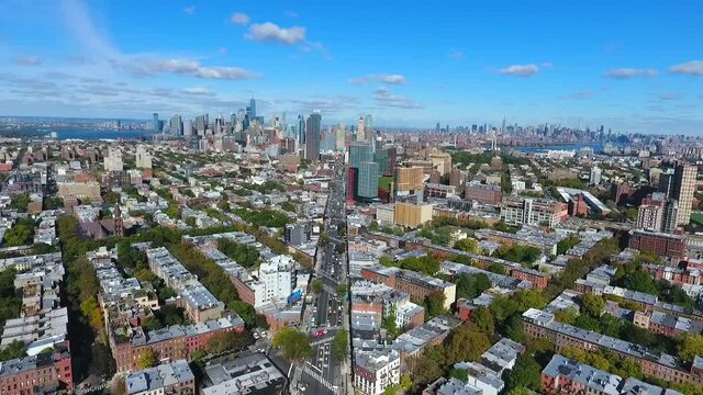 Aerial Drone Shot Flatbush Avenue In Brooklyn