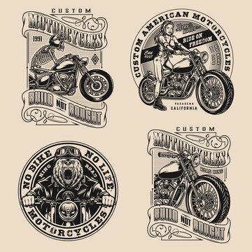 Motorcycle vintage designs composition