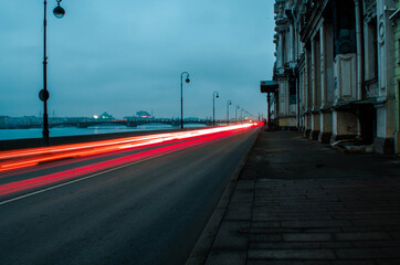 Embankment at dusk, long exposure