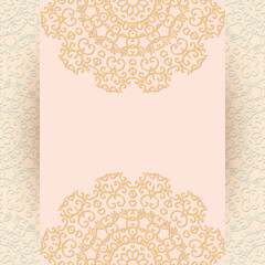 Light color invitation card design with mandala.Floral background decoration.