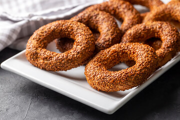 Turkish Bagel with sesame seeds. Turkish name; Kandil simidi