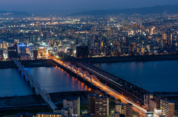 [大阪府]大阪中心部の夜景（梅田スカイビル）