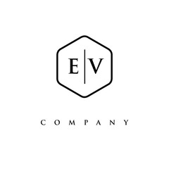 initial EV logo design vector