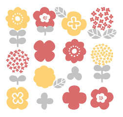 Fototapeta premium 北欧 お洒落でかわいい花の装飾イラストセット
