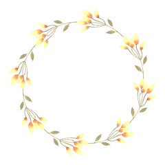 Fototapeta na wymiar watercolor wreaths of wild flowers and herbs. Delicate hand-drawn wreaths for wedding invitations, greeting cards, business cards, diaries, scrapbooking 
