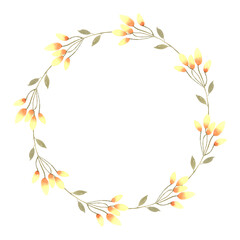 Obraz premium watercolor wreaths of wild flowers and herbs. Delicate hand-drawn wreaths for wedding invitations, greeting cards, business cards, diaries, scrapbooking 