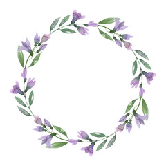 watercolor wreaths of wild flowers and herbs. Delicate hand-drawn wreaths for wedding invitations, greeting cards, business cards, diaries, scrapbooking
