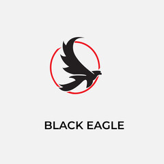 Majestic black eagle logo for heraldry design isolated on white.