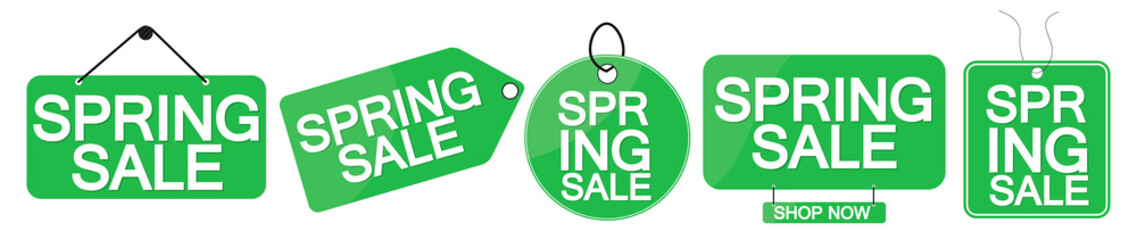 Fototapeta premium Set Spring Sale banners, discount tags design template, vector illustration