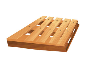 Wooden pallet. Platform for freight transportation. Cargo logistics and distribution. Cartoon wood pallet vector icon for web design