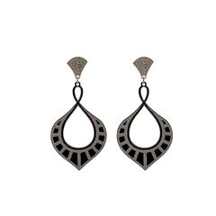 silver droplet earrings with black accents