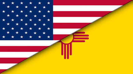 New Mexico state Flag and United States of America Flag Flat Double flag