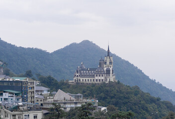 Castle in the morning in the hill town, a popular tourist destination in Vietnam