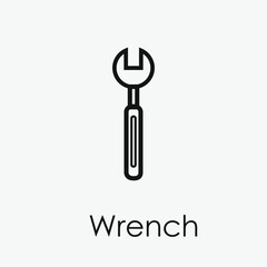 Wrench vector icon.  Editable stroke. Linear style sign for use on web design and mobile apps, logo. Symbol illustration. Pixel vector graphics - Vector
