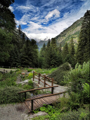 Summer view of Monte Rosa, Gressoney La Trinite, Aosta Valley, Italy