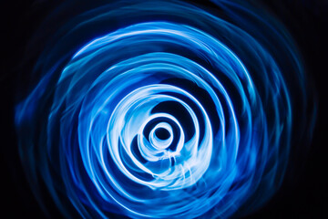 Sound waves in the dark. Blue color