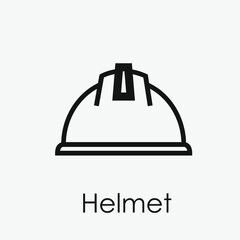 Helmet vector icon.  Editable stroke. Linear style sign for use on web design and mobile apps, logo. Symbol illustration. Pixel vector graphics - Vector