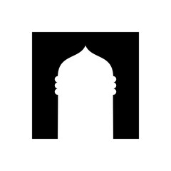 Mosque Door Silhouette - Vector Flat Design Illustration : Suitable for Islamic Theme and Other Graphic Related Assets.