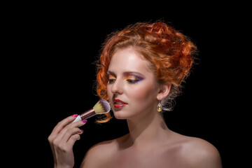 Obraz premium Curly Hair with make up brush