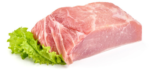 Raw pork meat, isolated on white background. High resolution image