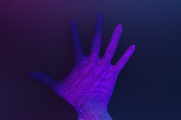 cyberpunk virtual hand on black background