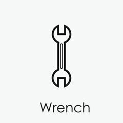 Wrench vector icon.  Editable stroke. Linear style sign for use on web design and mobile apps, logo. Symbol illustration. Pixel vector graphics - Vector
