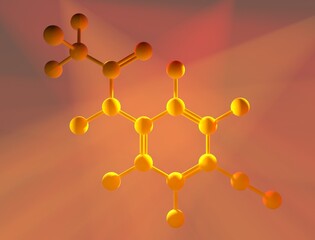 pracetamol molecule in warm rays of light