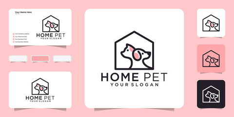 pet house logo design template and business card