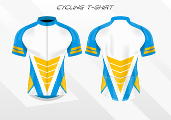 Cycling Jersey. Bikers T-Shirt Design Template. Cycle jersey outfit mockup front and back uniform view