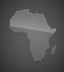 The image of the African continent from a glass on a gray background. The abstract image of Africa. The flat image. graphics
