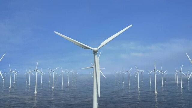 Windmill Farm in The ocean - closeup flight - With Alpha channel and Zdepth.
You can change the background using Alpha Channel and create any bokeh or atmospheric effect using the Z-depth channel.