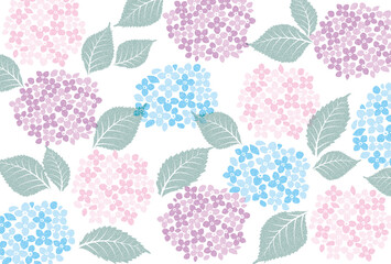 紫陽花と雨で表現した梅雨のイメージ素材