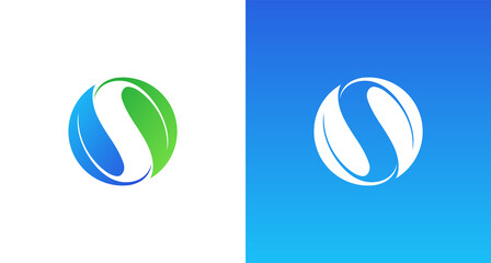 Modern, elegant and abstract letter S logo in circular leaves shape
