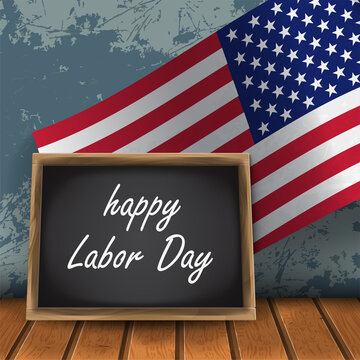 Happy labor day usa wavy flag ill