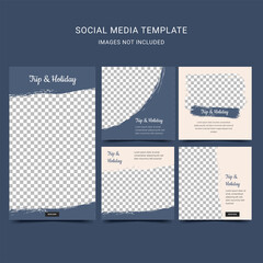Social media design template trip holiday vacation. Discount sale post.