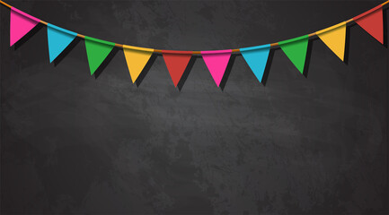 Festive back with flags on the rope © petrrgoskov