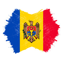Flag of Moldova, banner with grunge brush
