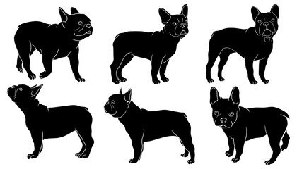 hand drawn silhouette of french bulldog