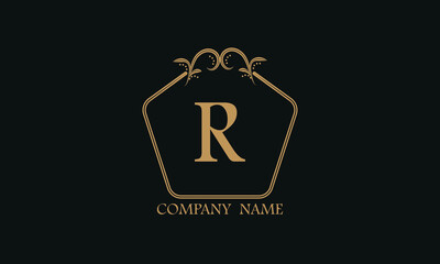 A simple exquisite monogram with the alphabet letter R. Can be used as a logo for a company, boutique, restaurant, business.