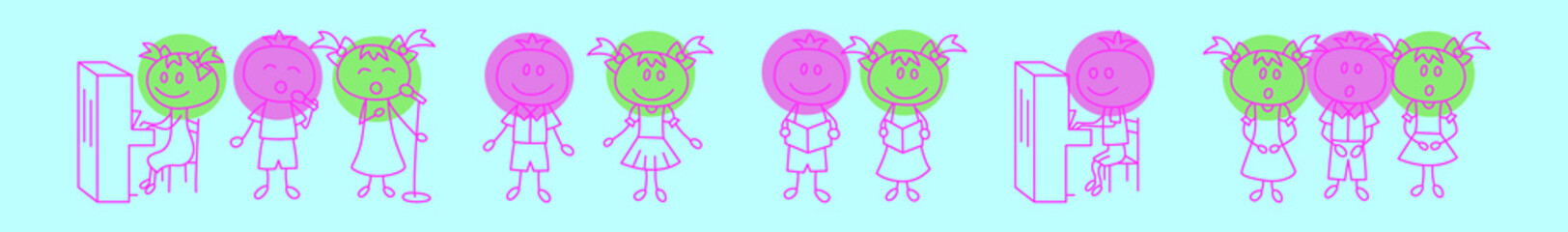 set of choir cartoon icon design template with various models. vector illustration isolated on blue background