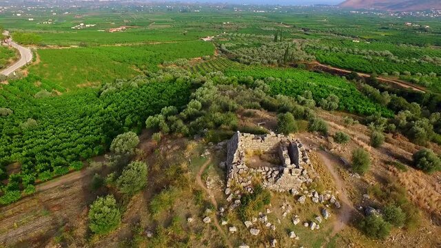 Aerial footage of the ancient Pyramid of Hellinikon, Greece