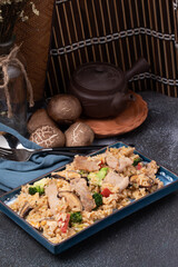 Japanese Sauce Fried Rice with Shiitake Mushroom and Broccoli