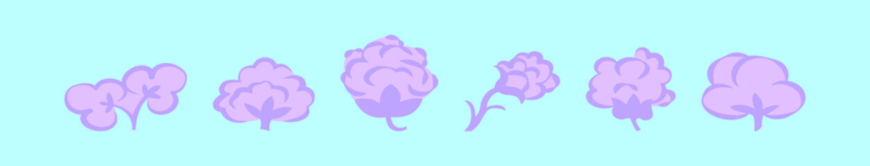 set of cotton flower cartoon icon design template with various models. vector illustration isolated on blue background