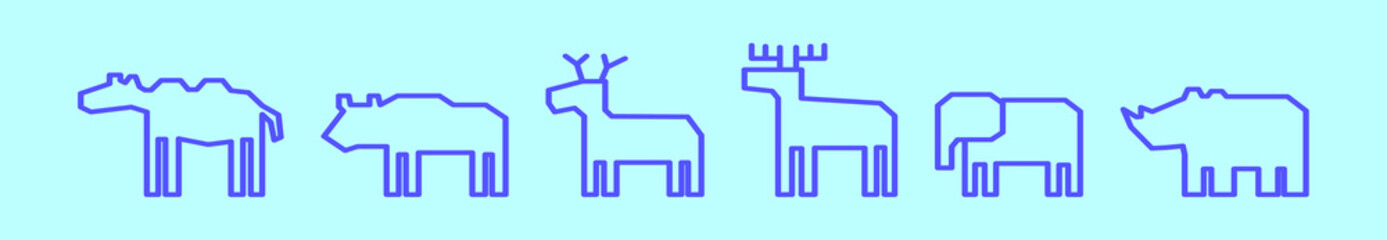 set of animals cartoon icon design template with various models. modern vector illustration isolated on blue background