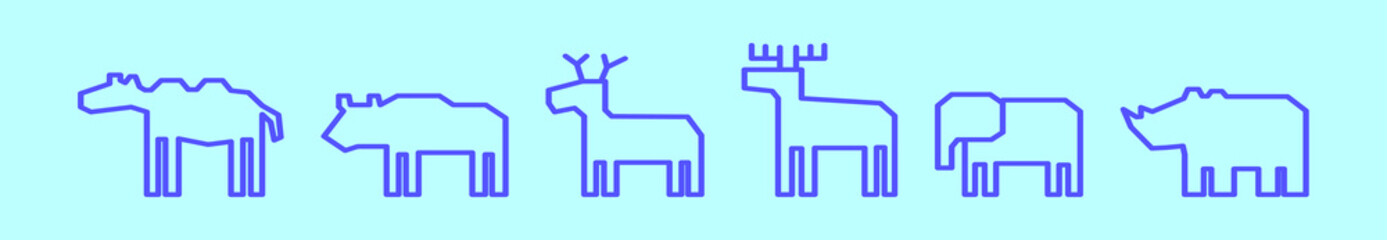 set of animals cartoon icon design template with various models. modern vector illustration isolated on blue background