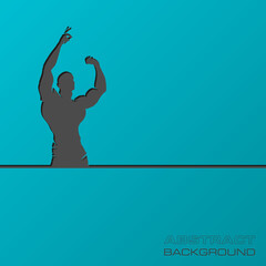 Fototapeta na wymiar Muscle man silhouette lifting weights fitness gym icon bodybuilder
