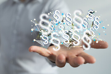Lawyer and advocate on-line law services concept.