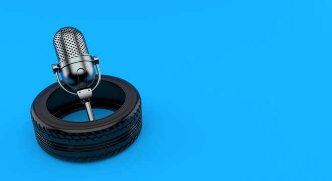 Radio microphone inside car tire